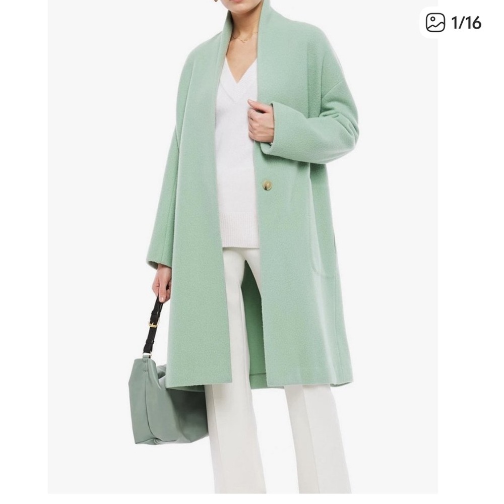 Vince Pastel Mint Wool Single-Button Cacoon Coat xs